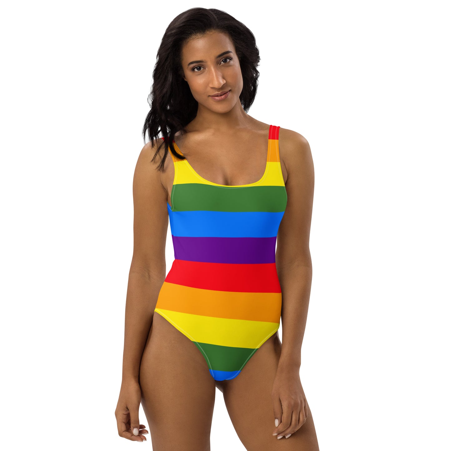 One-Piece Swimsuit: Rainbow Stripes