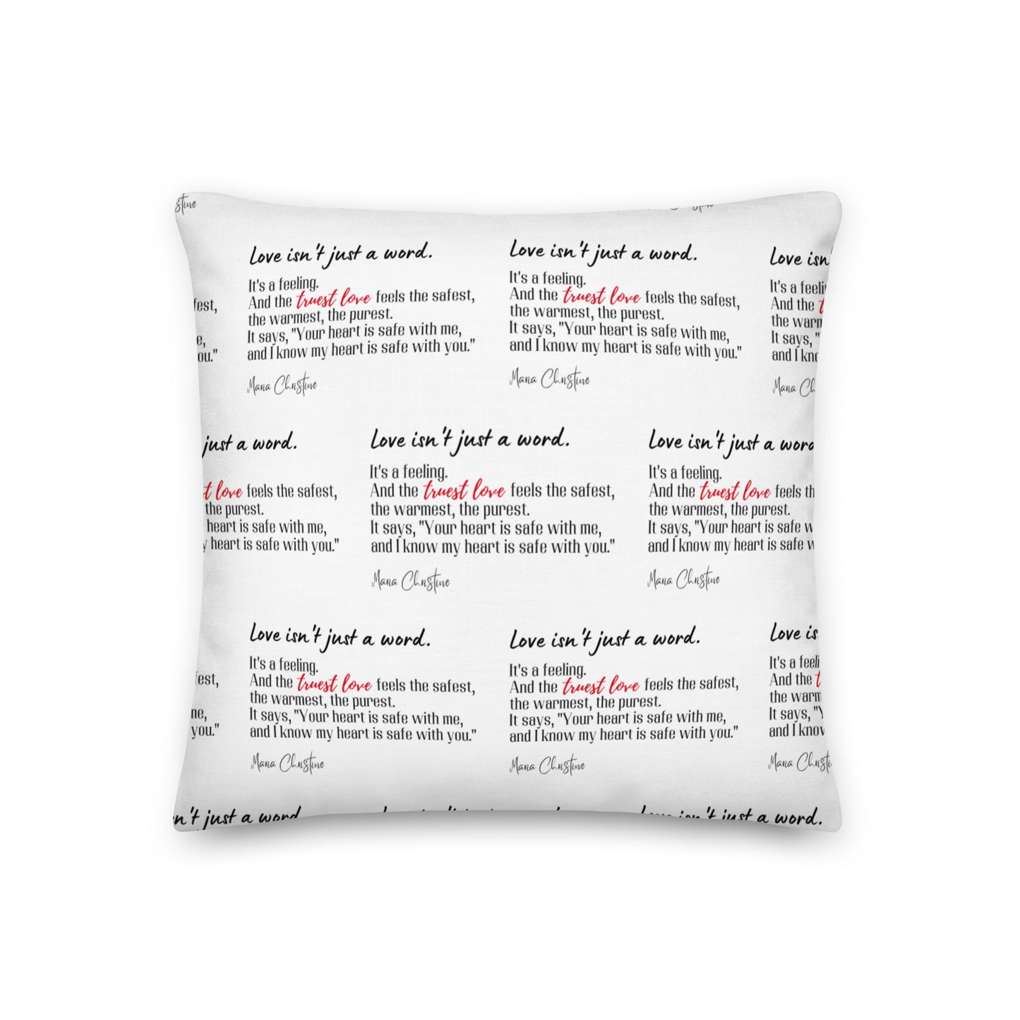 Premium Pillow: Love Isn't Just a Word (red highlight)