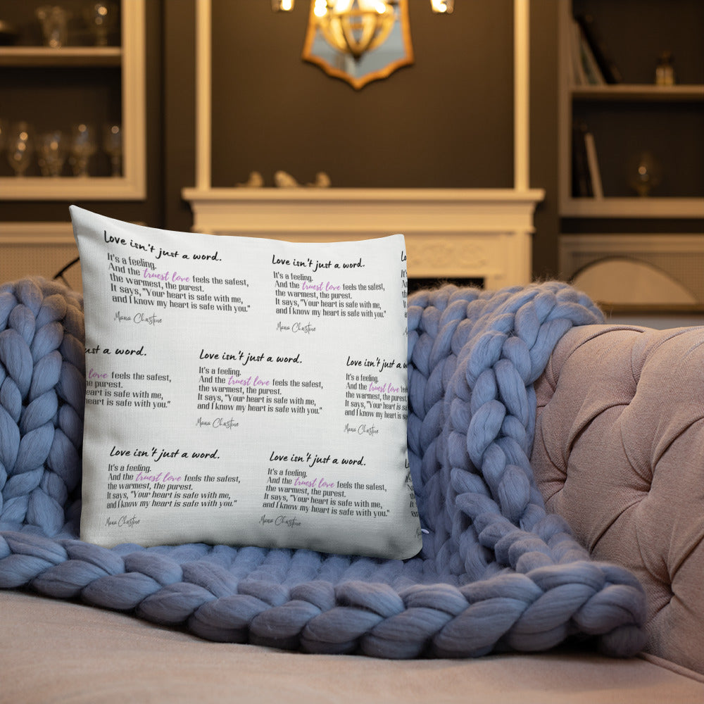 Premium Pillow: Love Isn't Just a Word (lavender highlight)