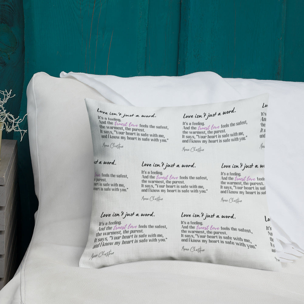 Premium Pillow: Love Isn't Just a Word (lavender highlight)