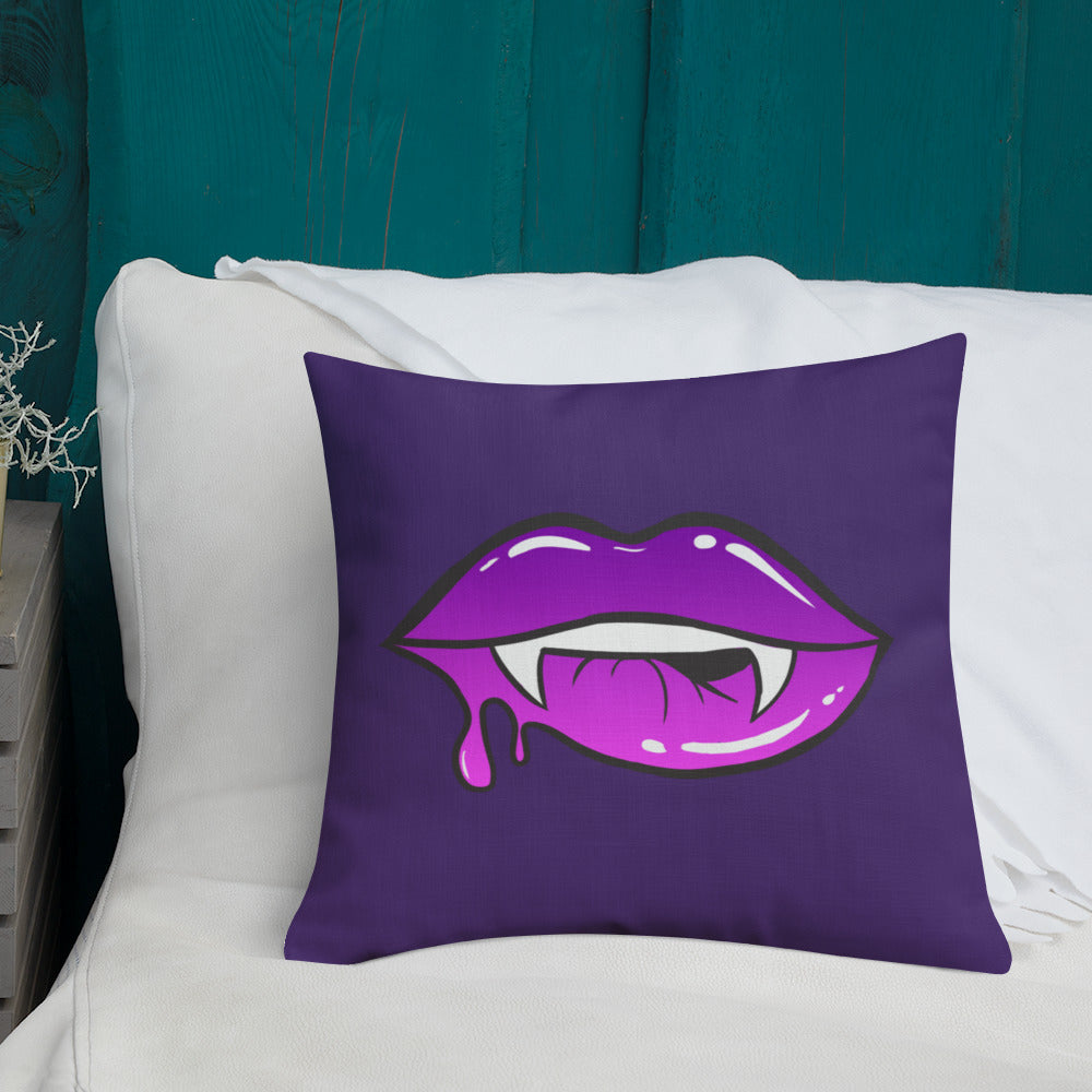 Premium Pillow: Purple Vamp Lips (print on both sides)