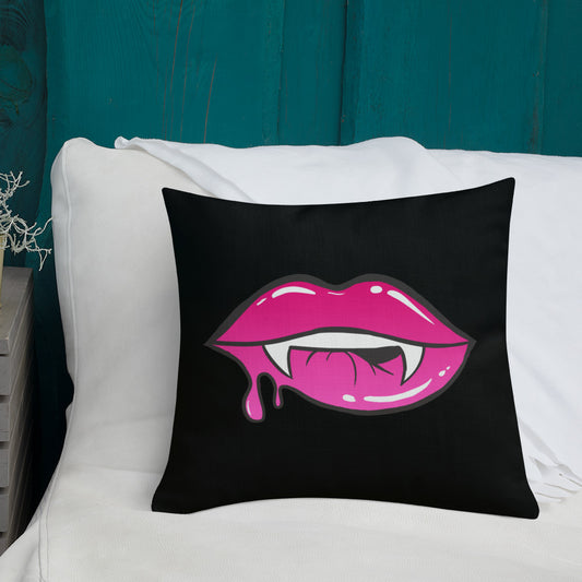 Premium Pillow: Pink Vamp Lips (print on both sides)