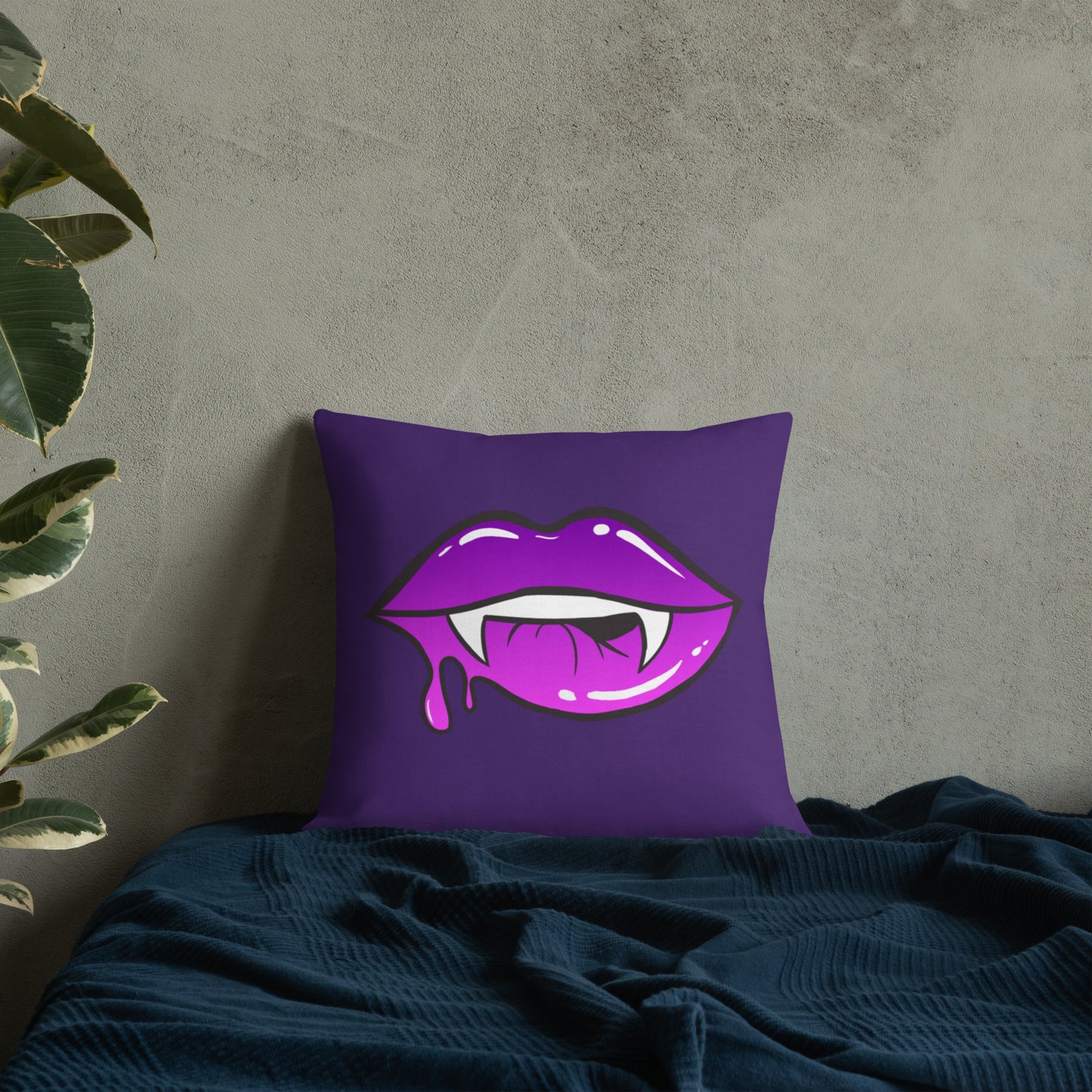 Premium Pillow: Purple Vamp Lips (print on both sides)