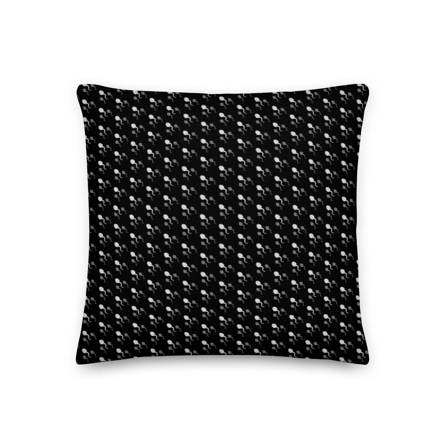 Premium Throw Pillow: Sperm (gray on black)