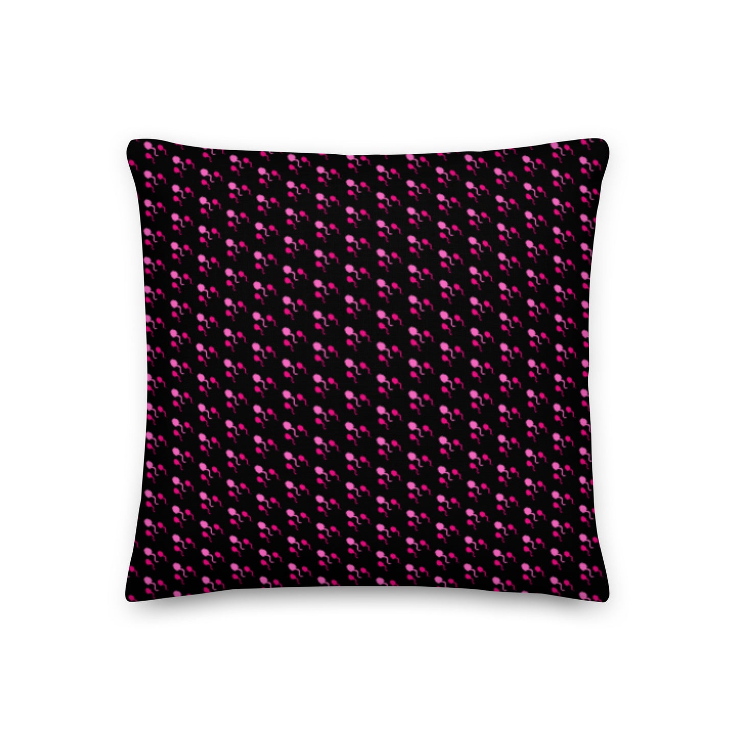 Premium Throw Pillow: Sperm (pink on black)