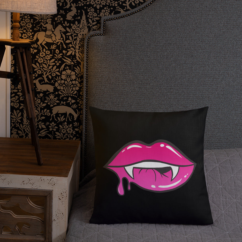 Premium Pillow: Pink Vamp Lips (print on both sides)