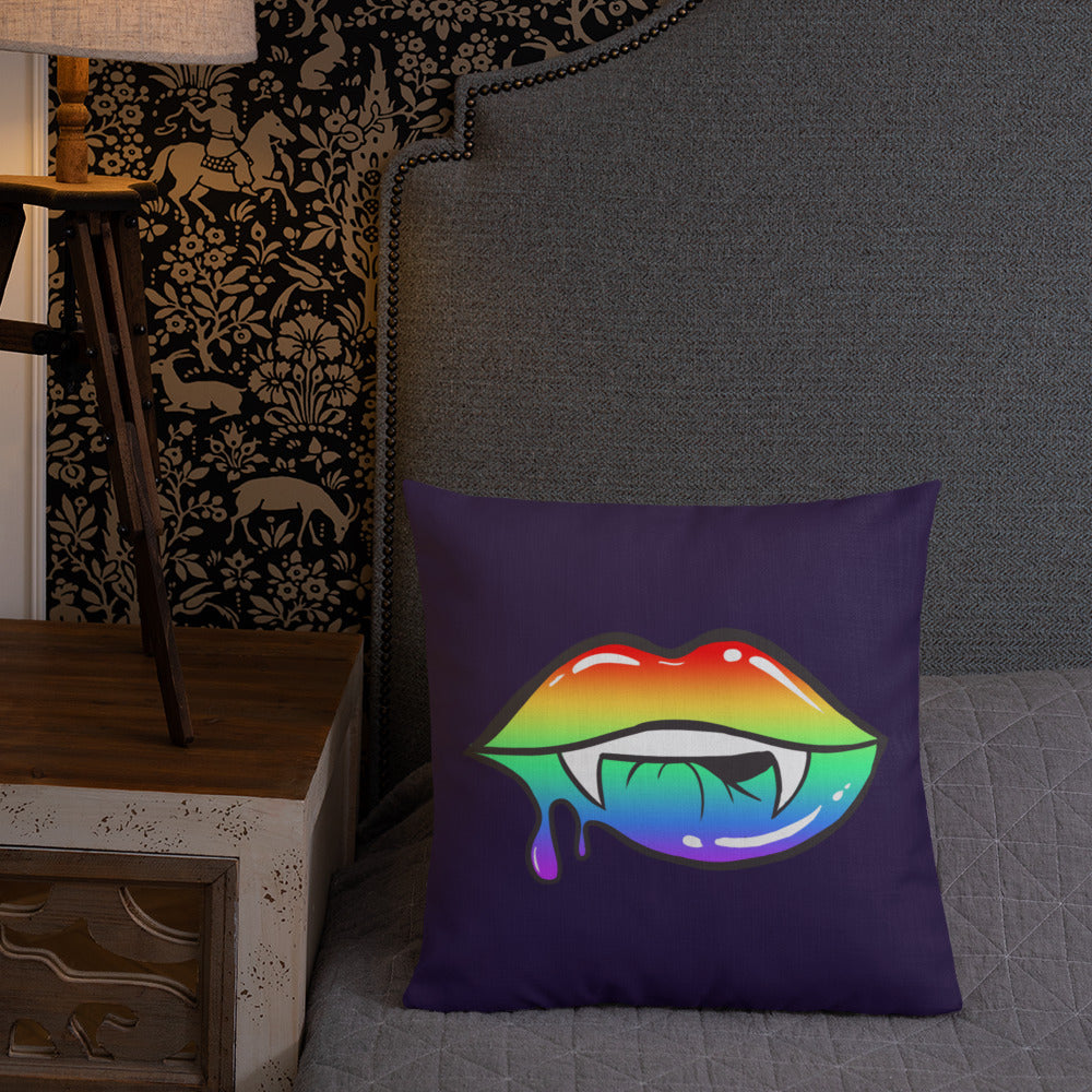 Premium Pillow: Rainbow Vamp Lips on Ultra-Dark Violet (print on both sides)