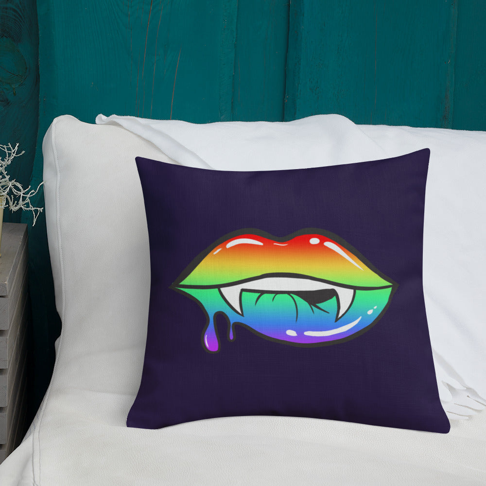 Premium Pillow: Rainbow Vamp Lips on Ultra-Dark Violet (print on both sides)