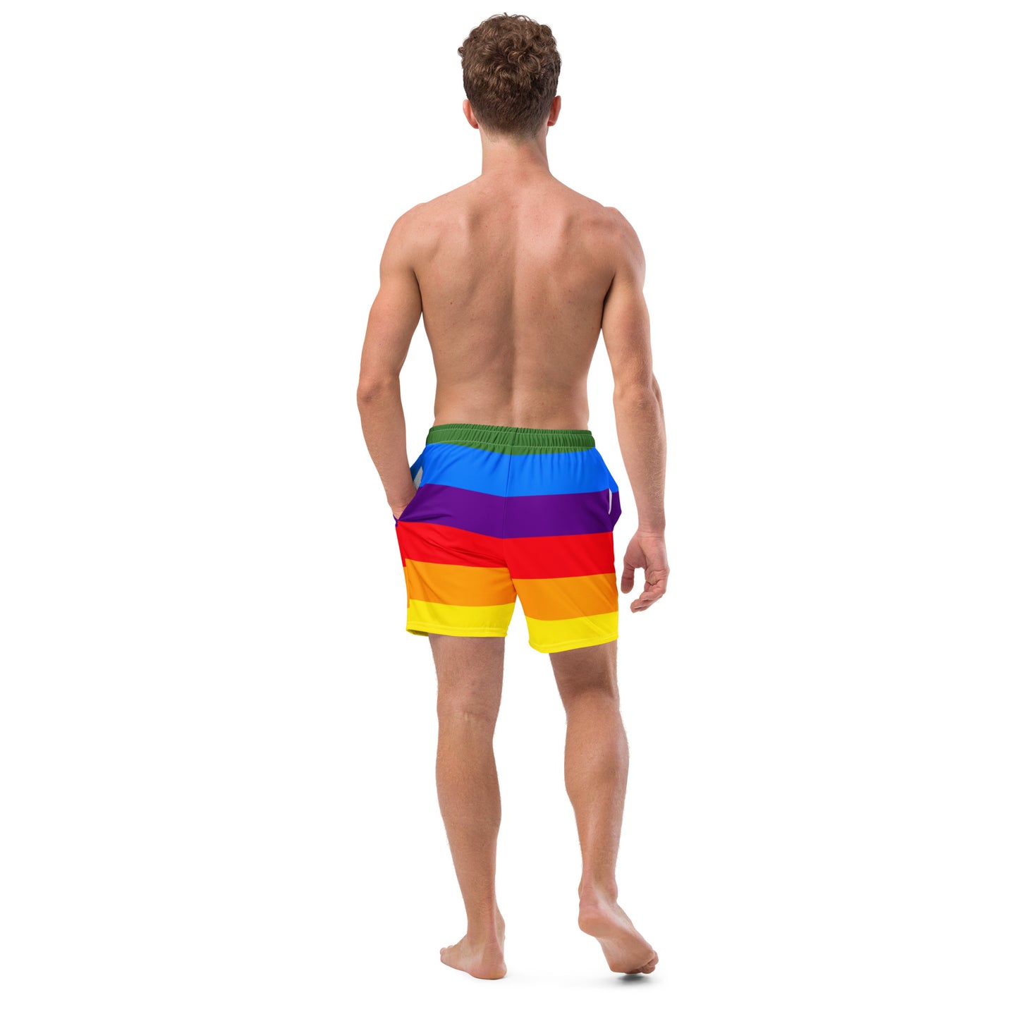 All-Over Print Recycled Swim Shorts: Rainbow Stripes