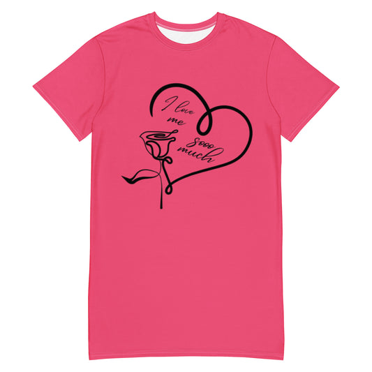 T-shirt Dress: I Love Me Sooo Much (dark pink)