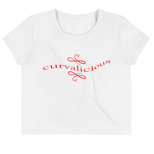 Crop Tee: Curvalicious (red text)