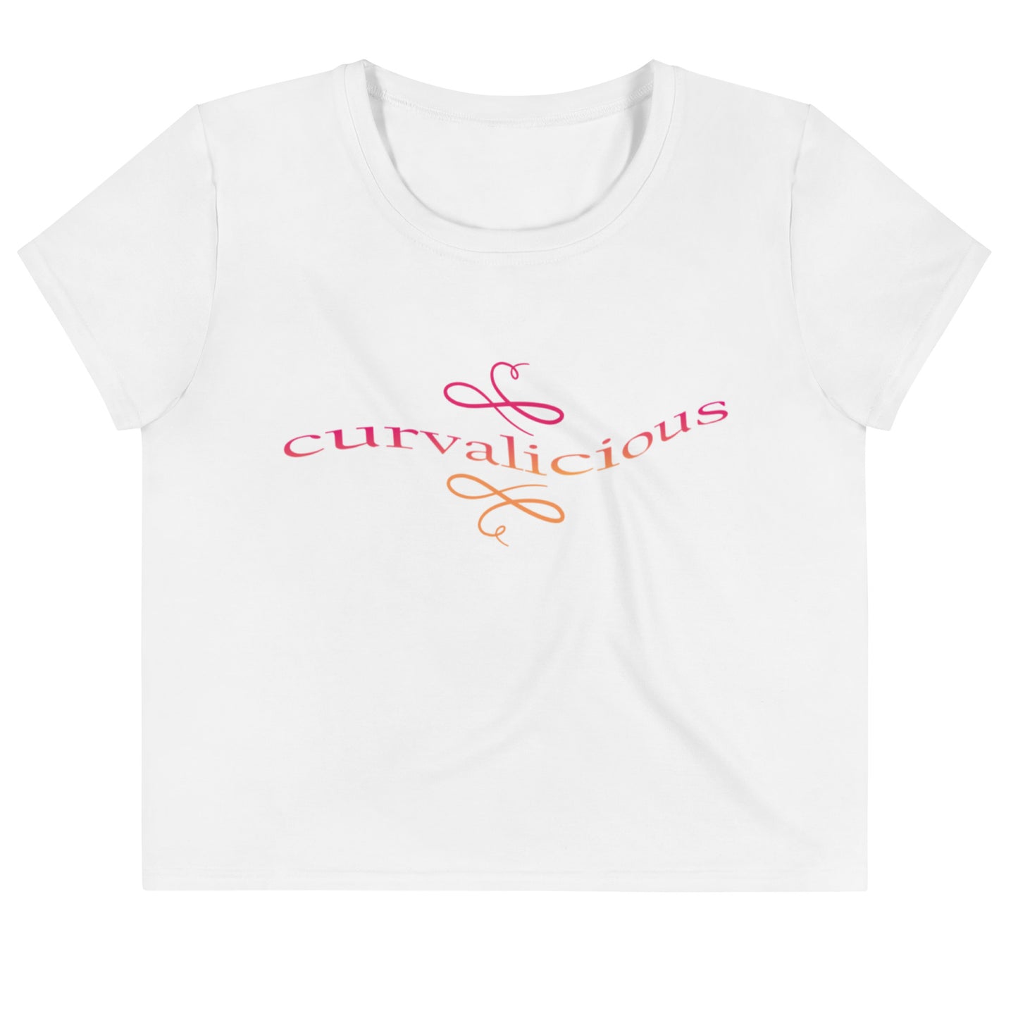 Crop Tee: Curvalicious (text in sunset colors)