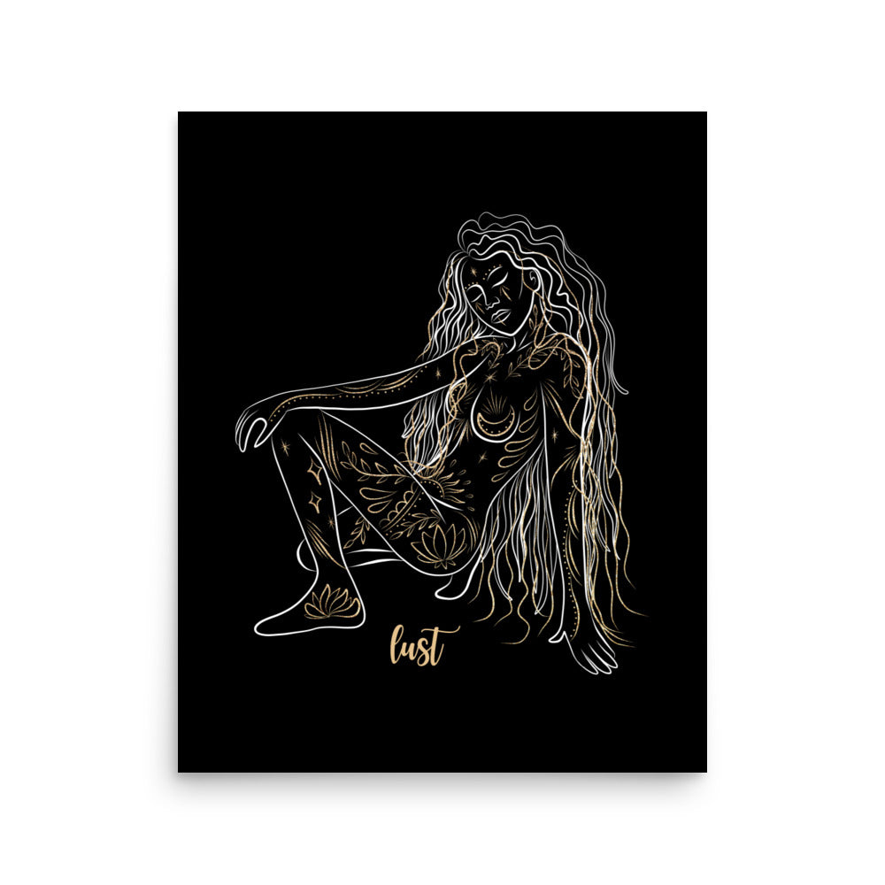 Enhanced Matte Golden Goddess Poster: Lust