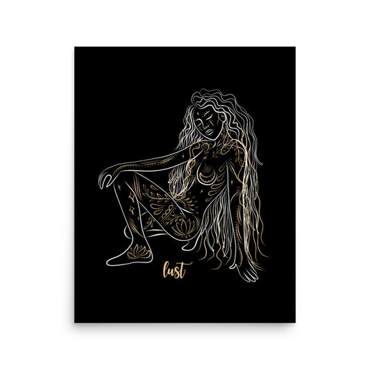 Enhanced Matte Golden Goddess Poster: Lust
