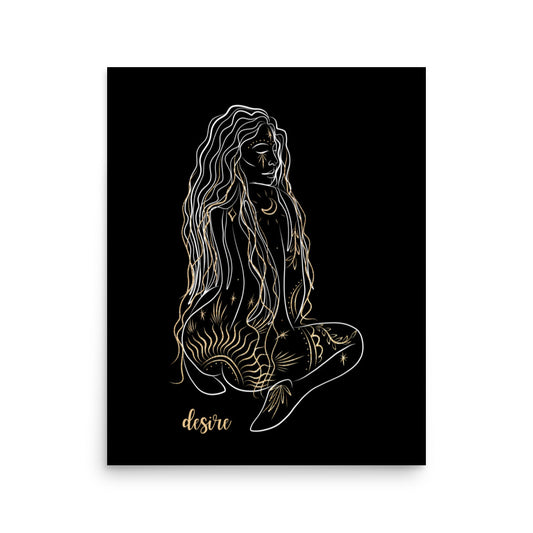 Enhanced Matte Golden Goddess Poster: Desire