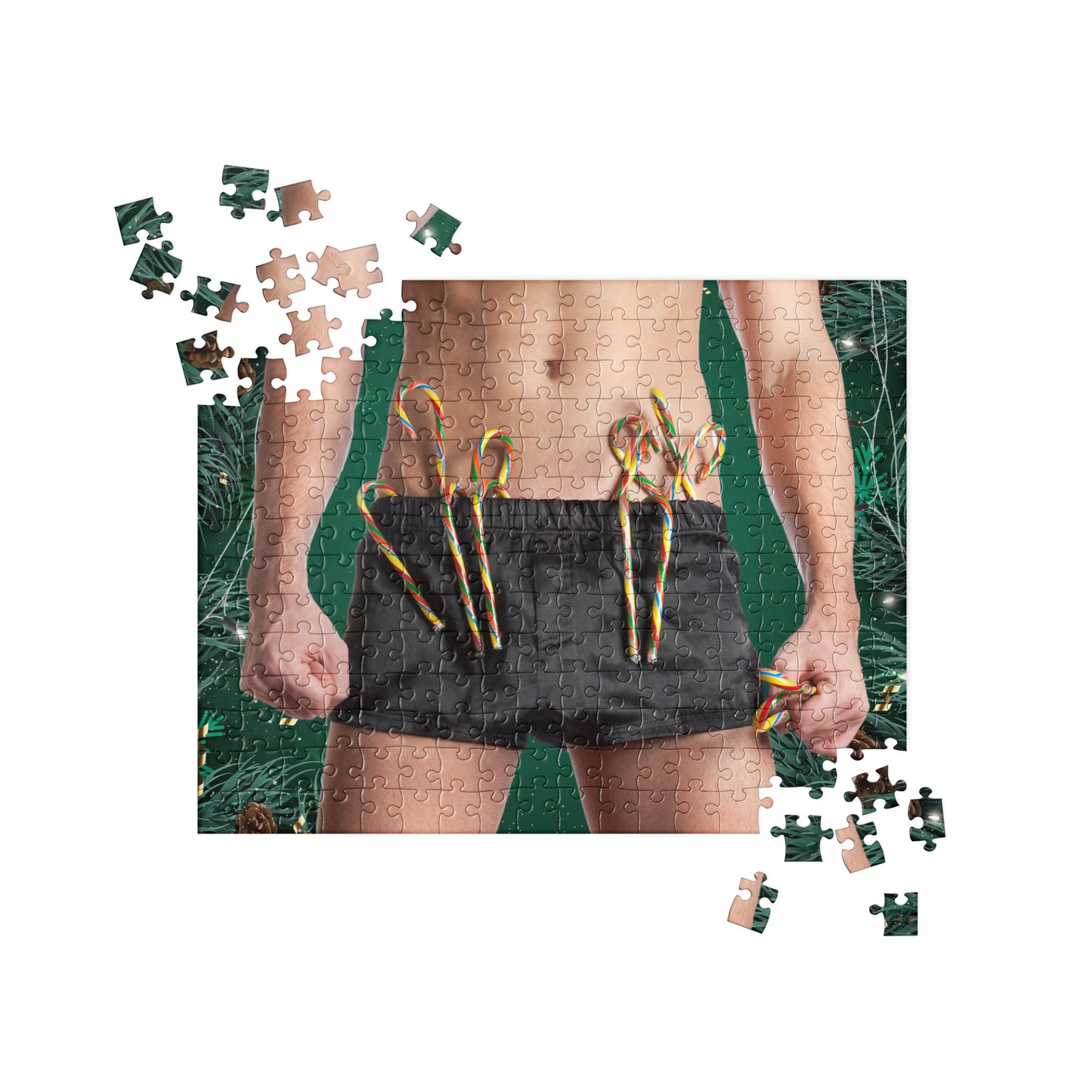 Sensual Jigsaw Puzzle: Man with Candy Canes