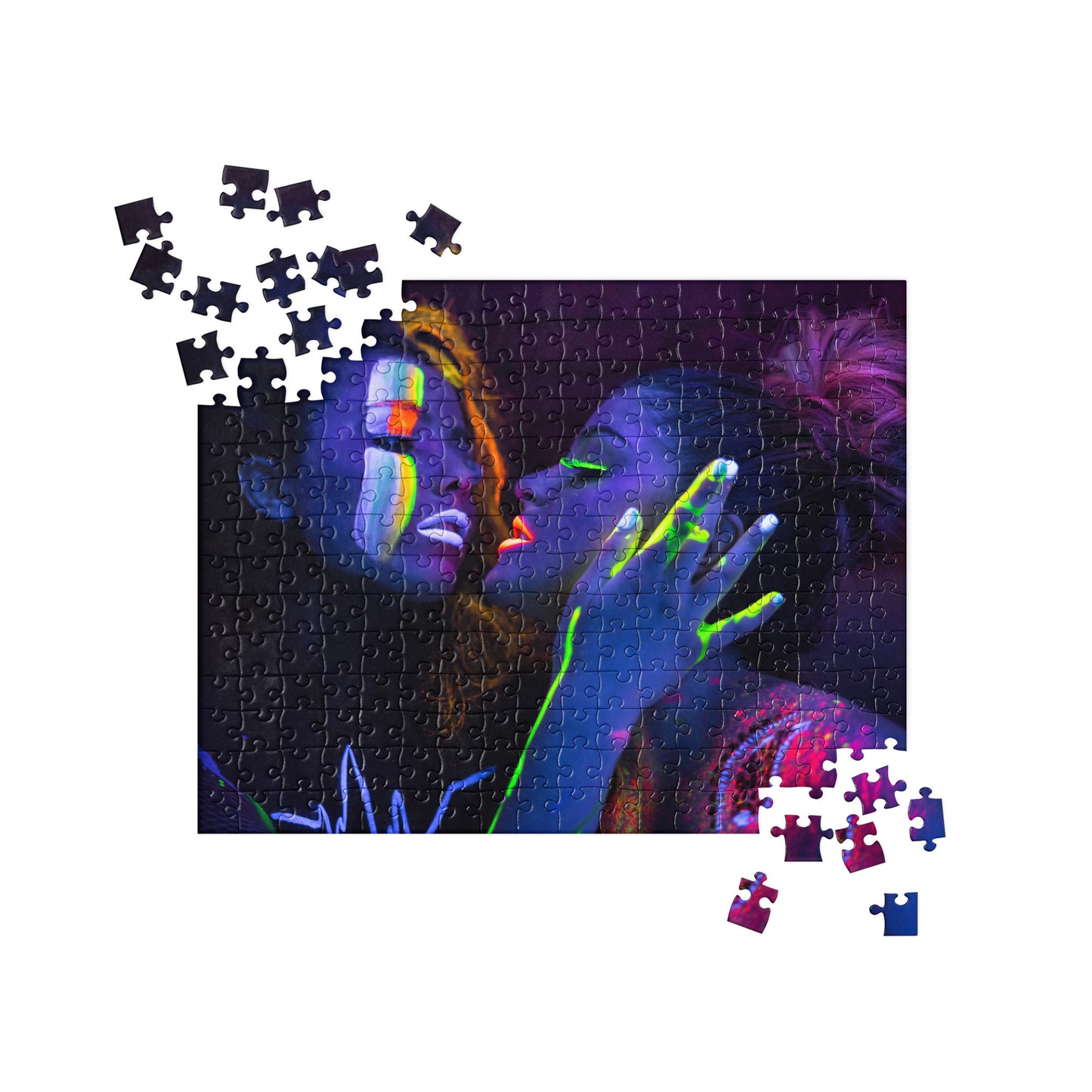 Sensual Jigsaw Puzzle: Lesbian Couple, UV Glow Body Paint