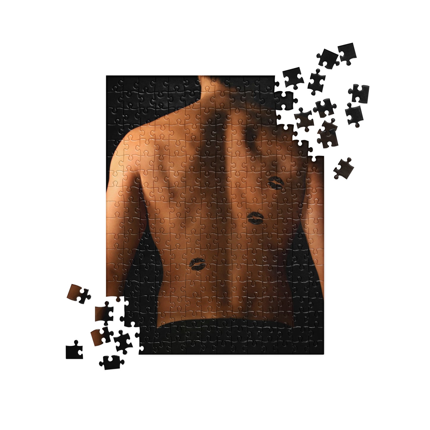 Sensual Jigsaw Puzzle: Shirtless Man, Kisses on Back