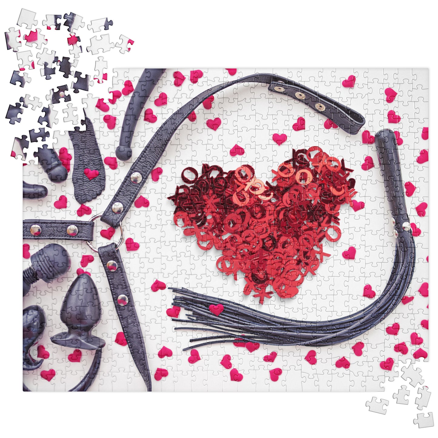 Sensual Jigsaw Puzzle: Sex Toys with XO Hearts