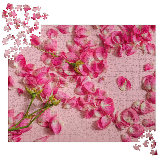 Floral Jigsaw Puzzle: Pink Rose Petals