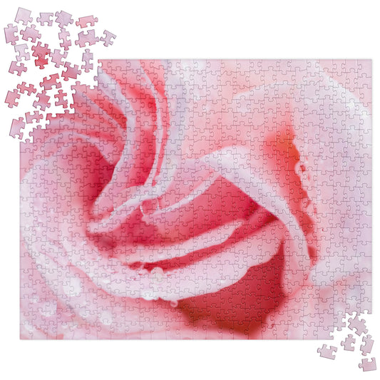 Floral Jigsaw Puzzle: Wet Pink Rose