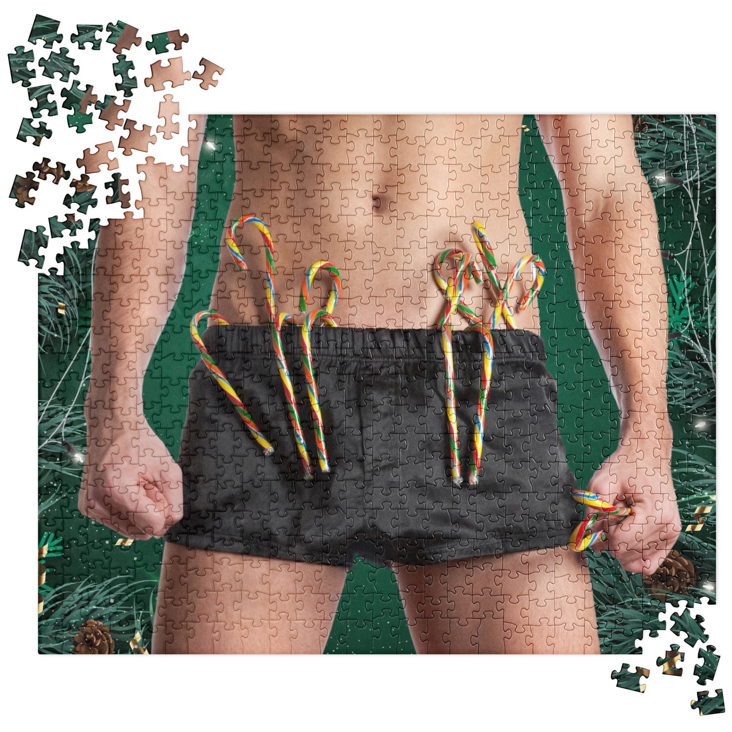 Sensual Jigsaw Puzzle: Man with Candy Canes