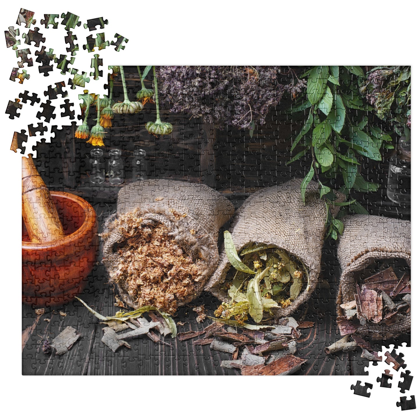 Herb Garden Jigsaw puzzle: Medicinal Herbs & Tree Bark