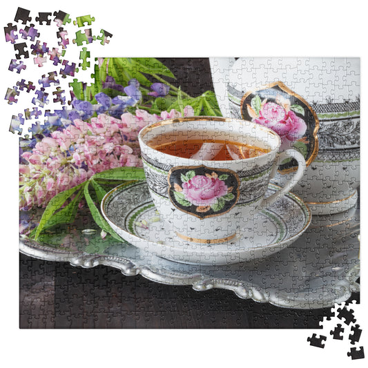 Food Fare Jigsaw puzzle: Tea Service and Flowers
