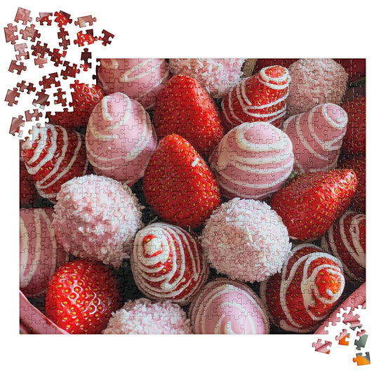 Food Fare Jigsaw puzzle: White Chocolate & Coconut Strawberries