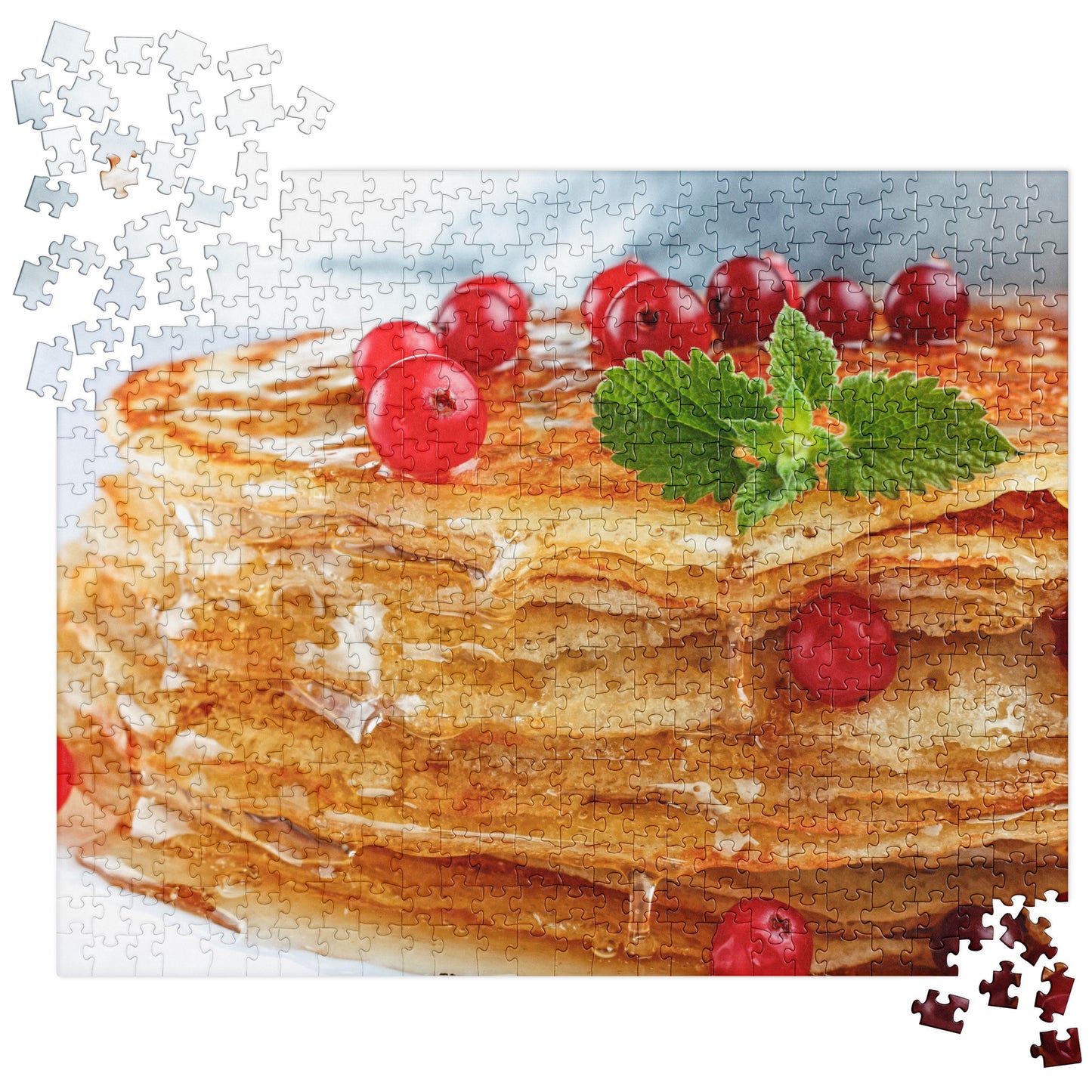 Food Fare Jigsaw Puzzle: Russian-Style Pancakes with Lingonberries, Cranberries & Honey