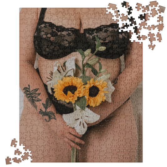 Sensual Jigsaw Puzzle: Woman with Flowers