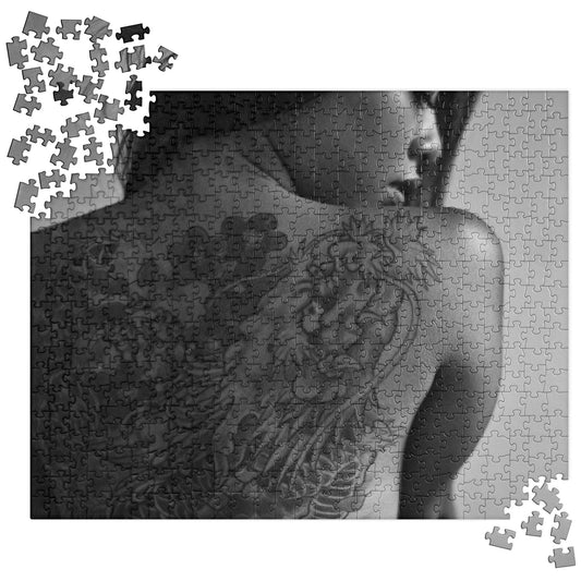 Sensual Jigsaw Puzzle: Woman Looking Over Shoulder (B&W)