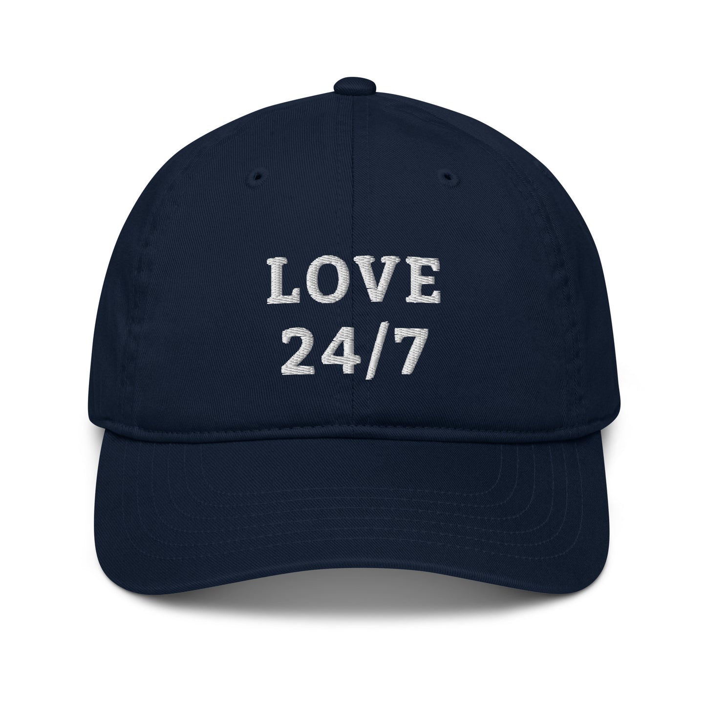 Organic Baseball Cap EC7000: Love 24/7 (white embroidery)