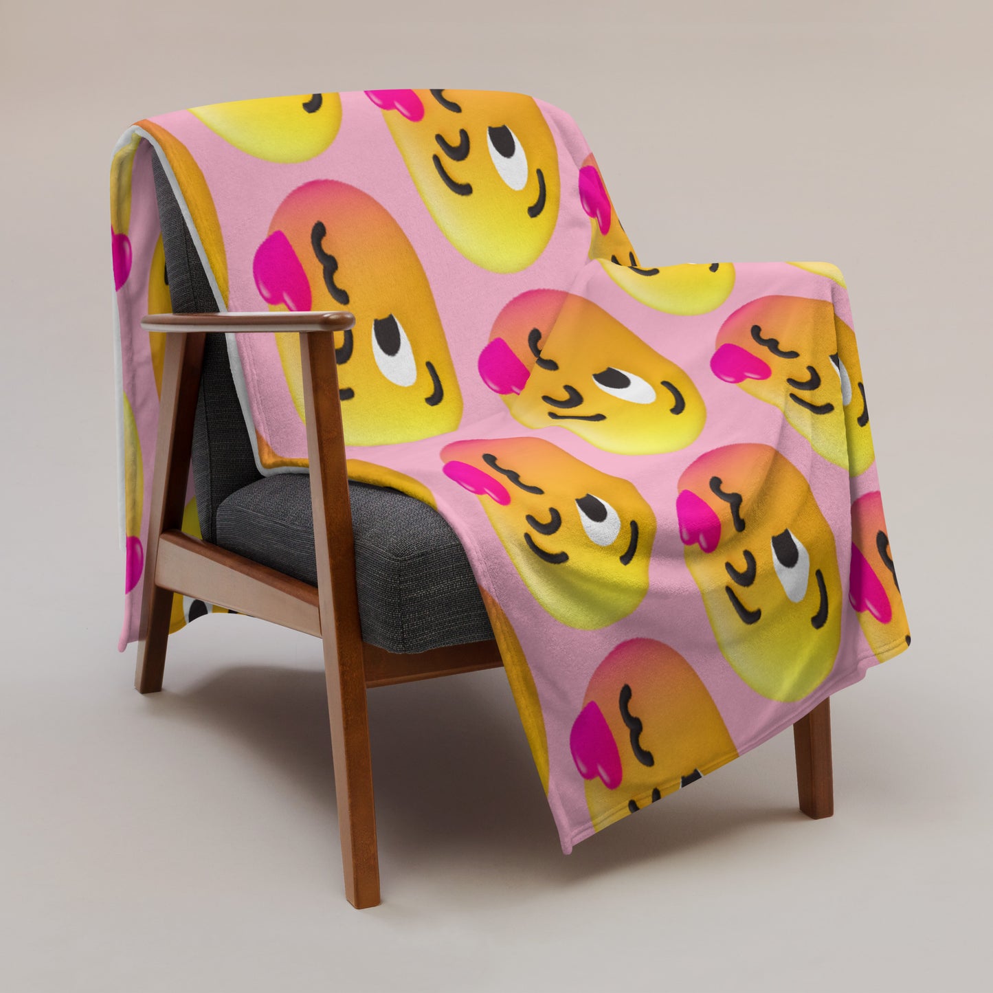 Soft-Touch Throw Blanket: Kiss Emojis