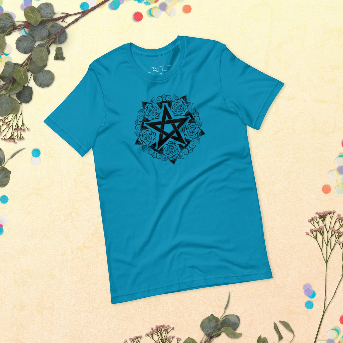 Unisex Tee Bella + Canvas 3001: Pentacle with Roses