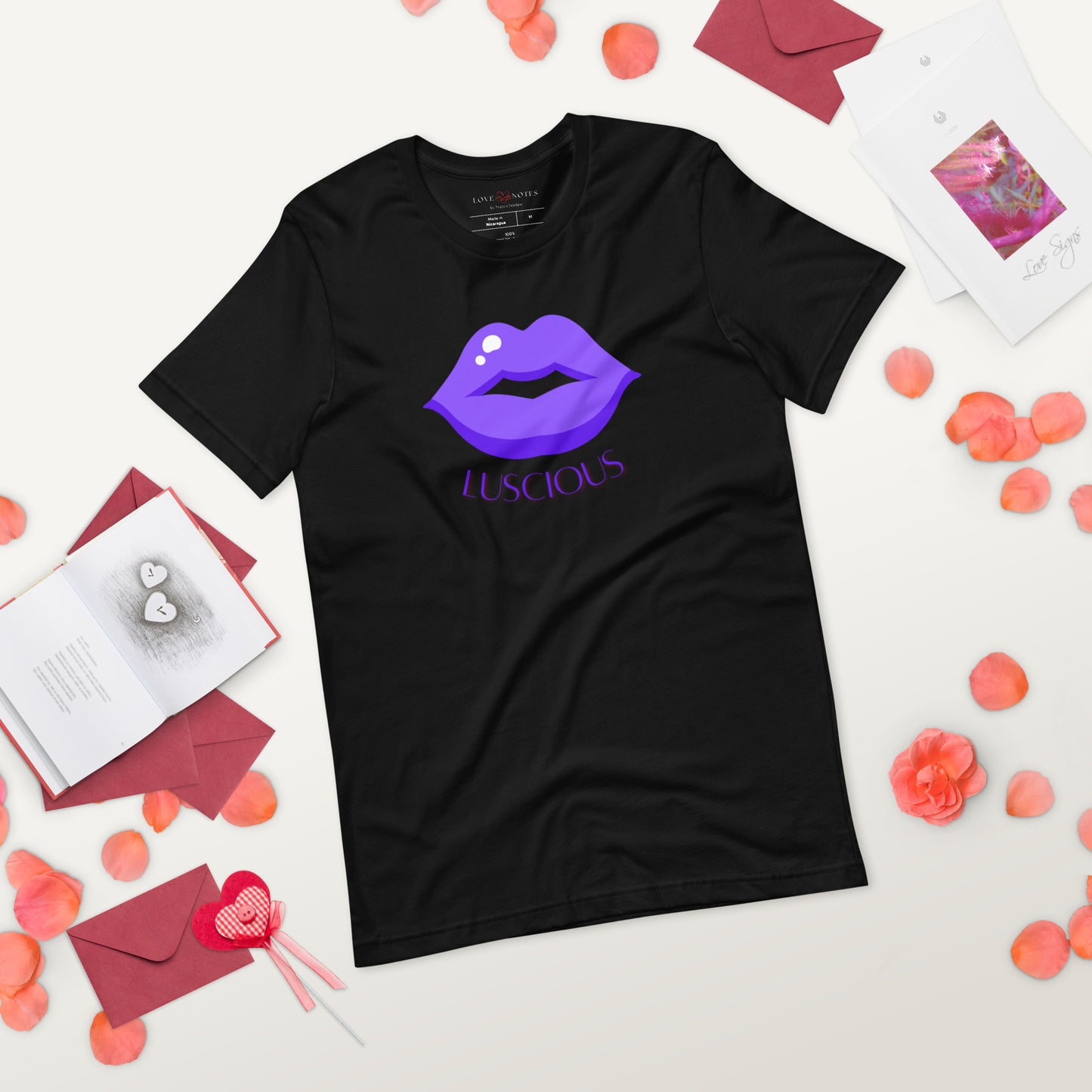 Unisex Tee: Luscious Lips (purple on black)