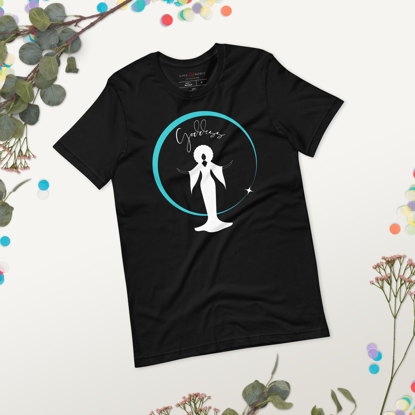 Unisex Tee: Goddess in White Gown (turquoise ring of light)