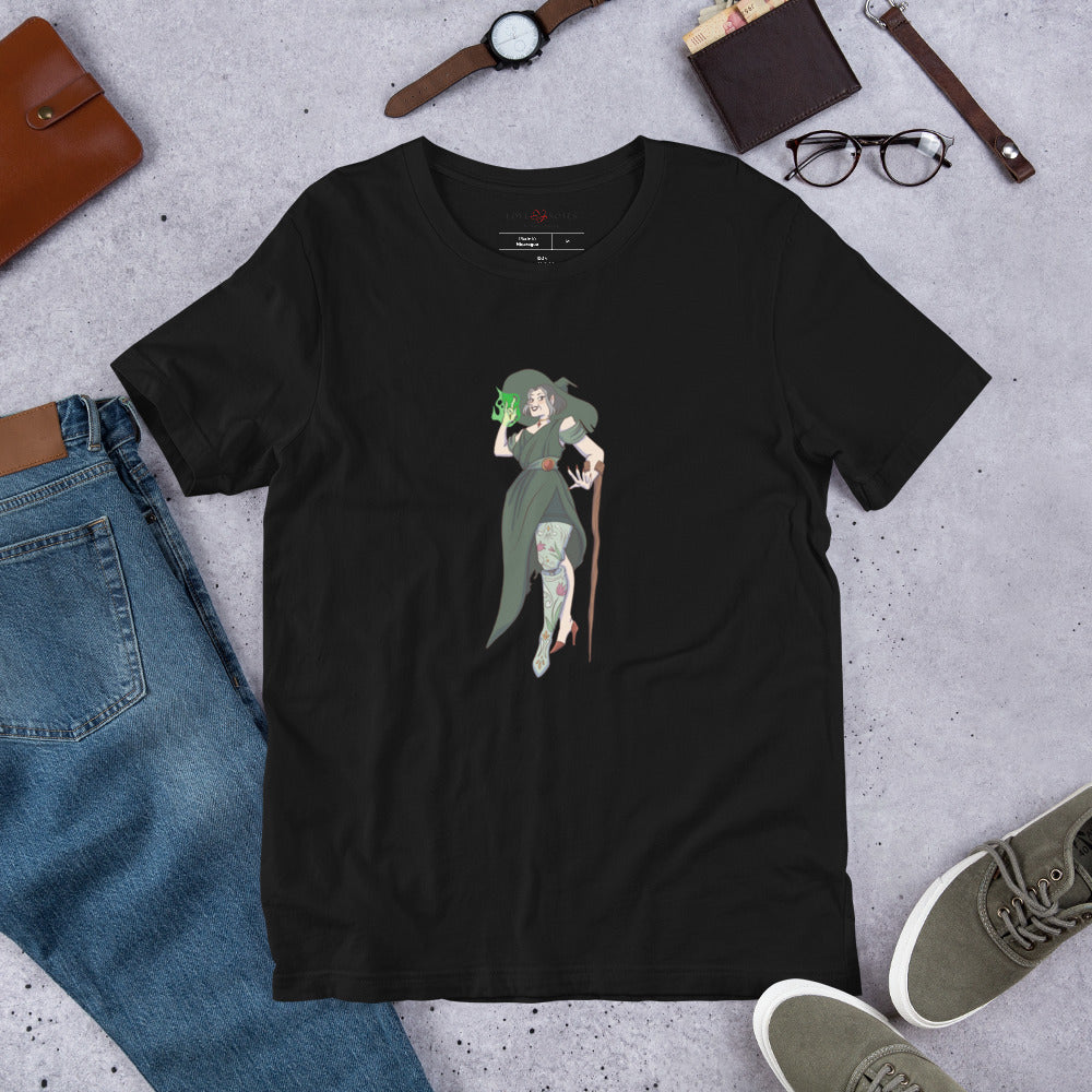 Unisex Tee: Fantasy Witch with Above-Knee Prosthesis