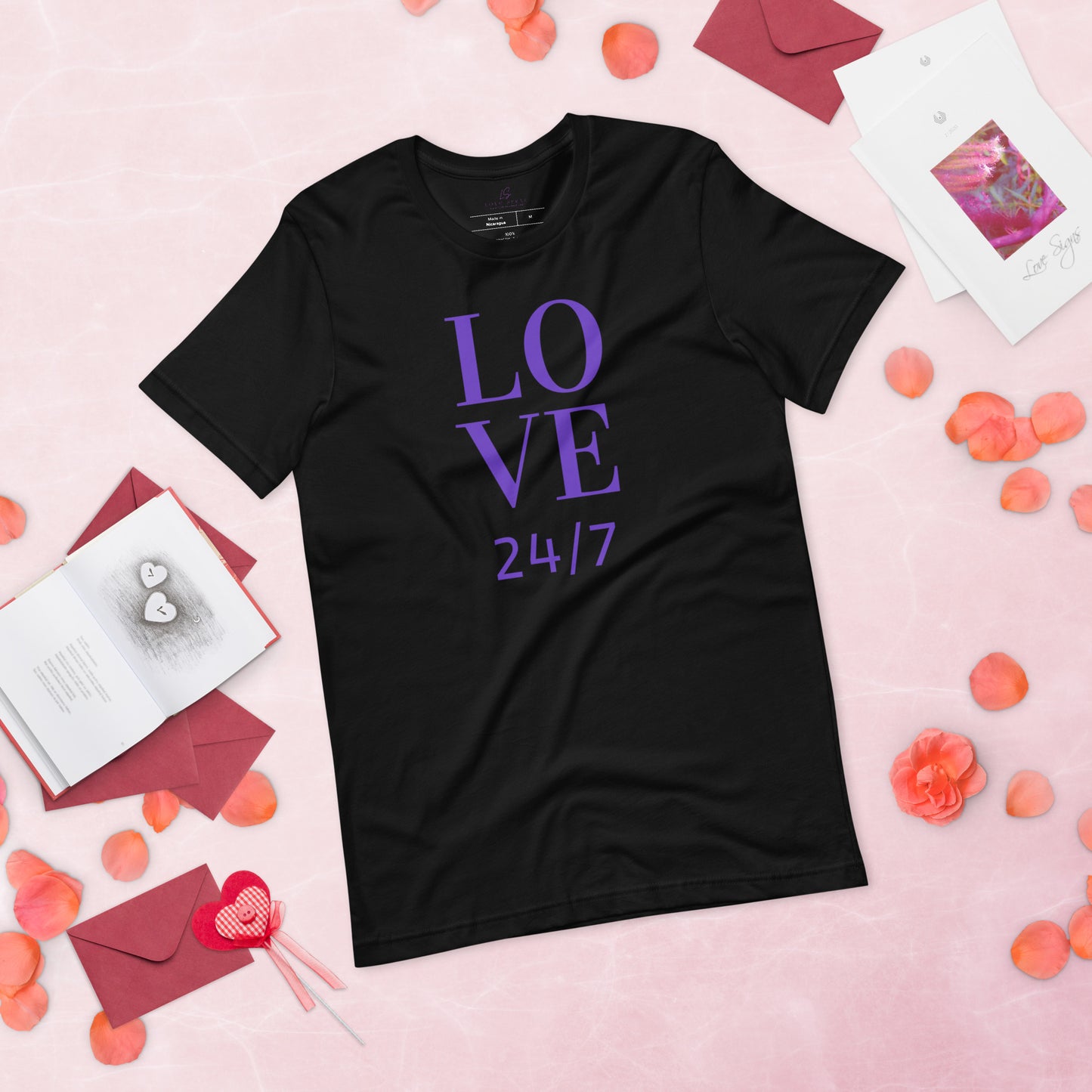 Unisex Tee Bella + Canvas 3001: Love 24/7 (purple text)