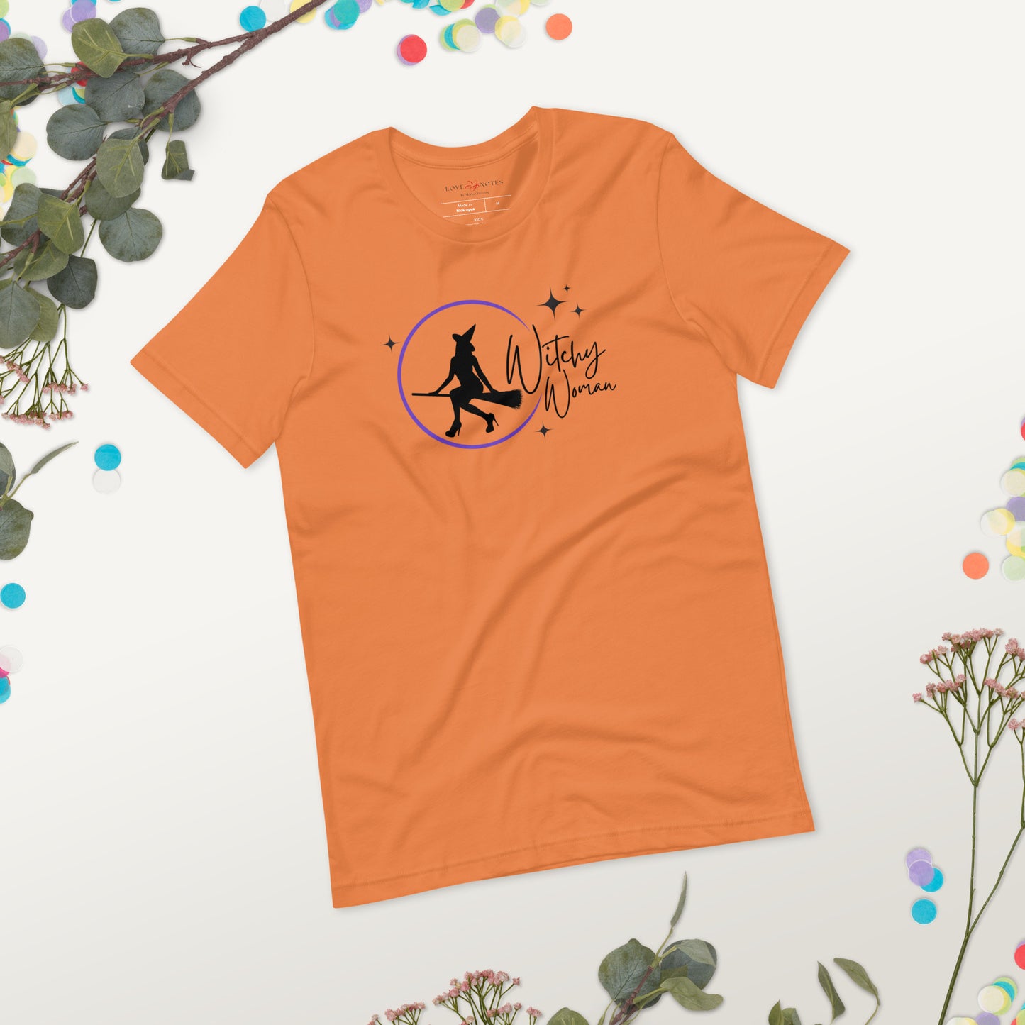 Unisex Tee: Witchy Woman (orange moon)