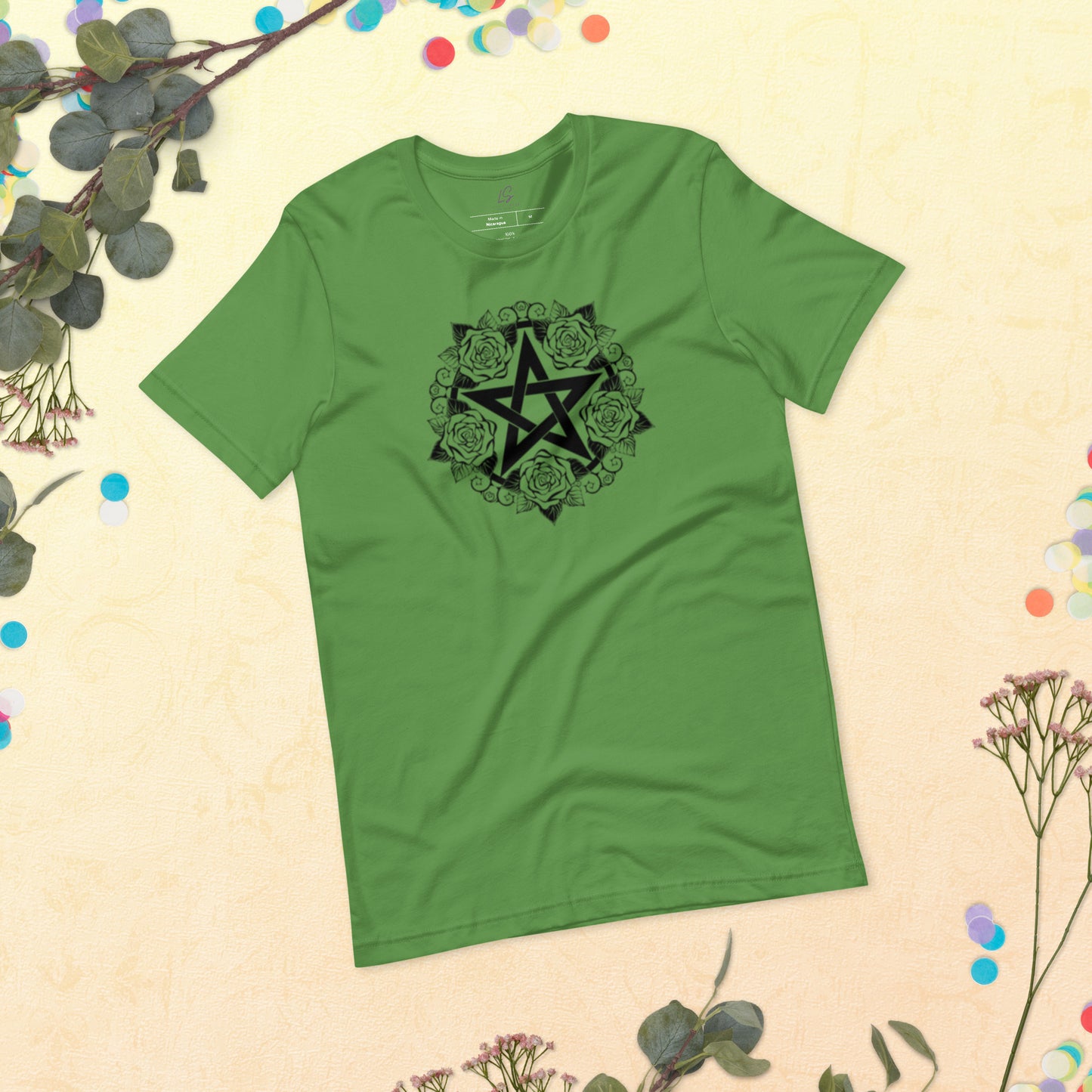 Unisex Tee Bella + Canvas 3001: Pentacle with Roses