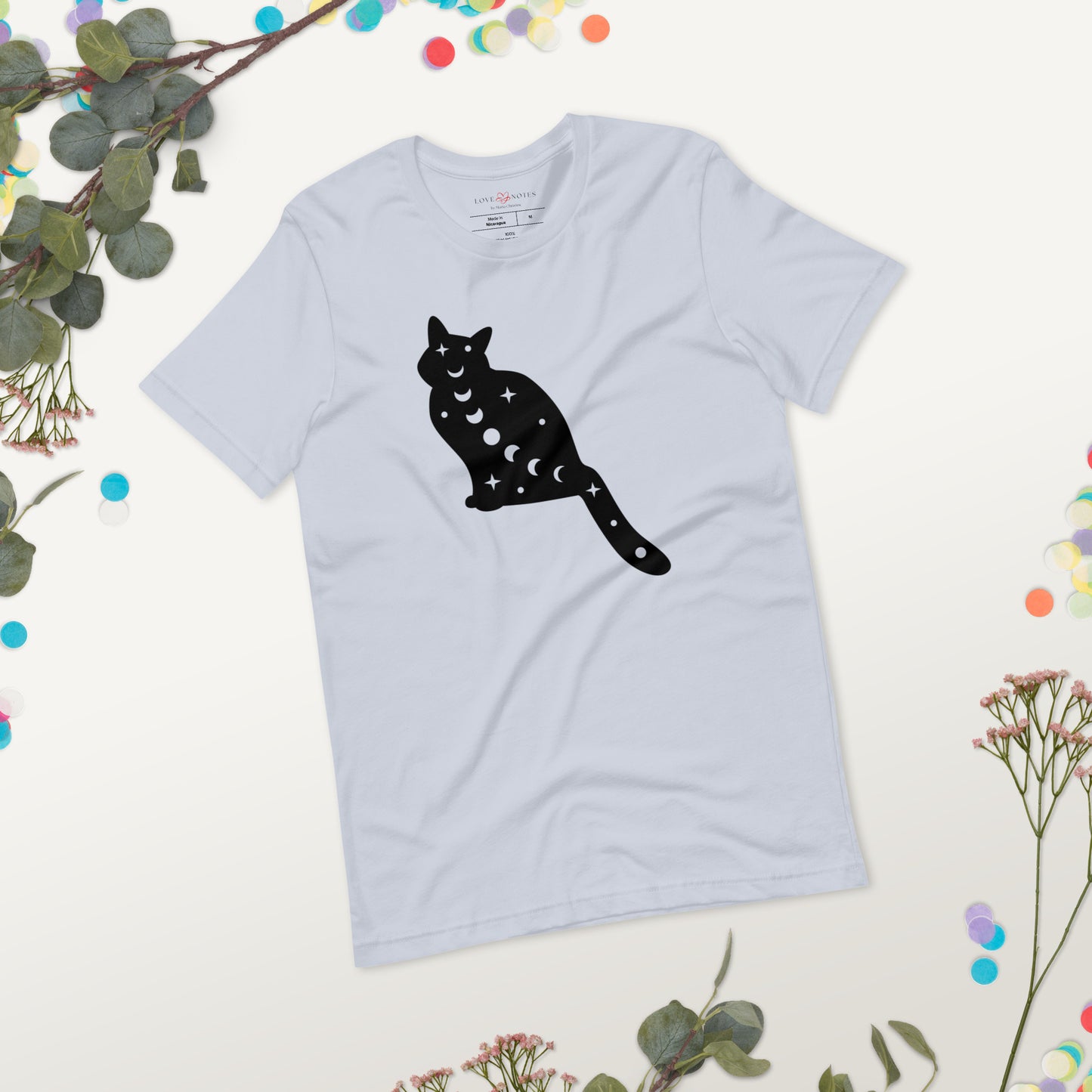 Unisex Tee: Black Cat with Moon Phases