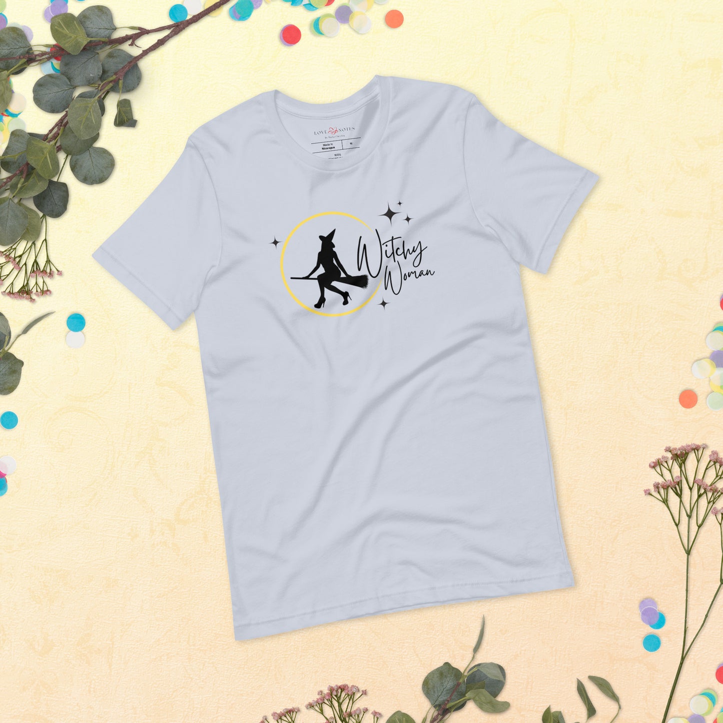 Unisex Tee: Witchy Woman (yellow moon)