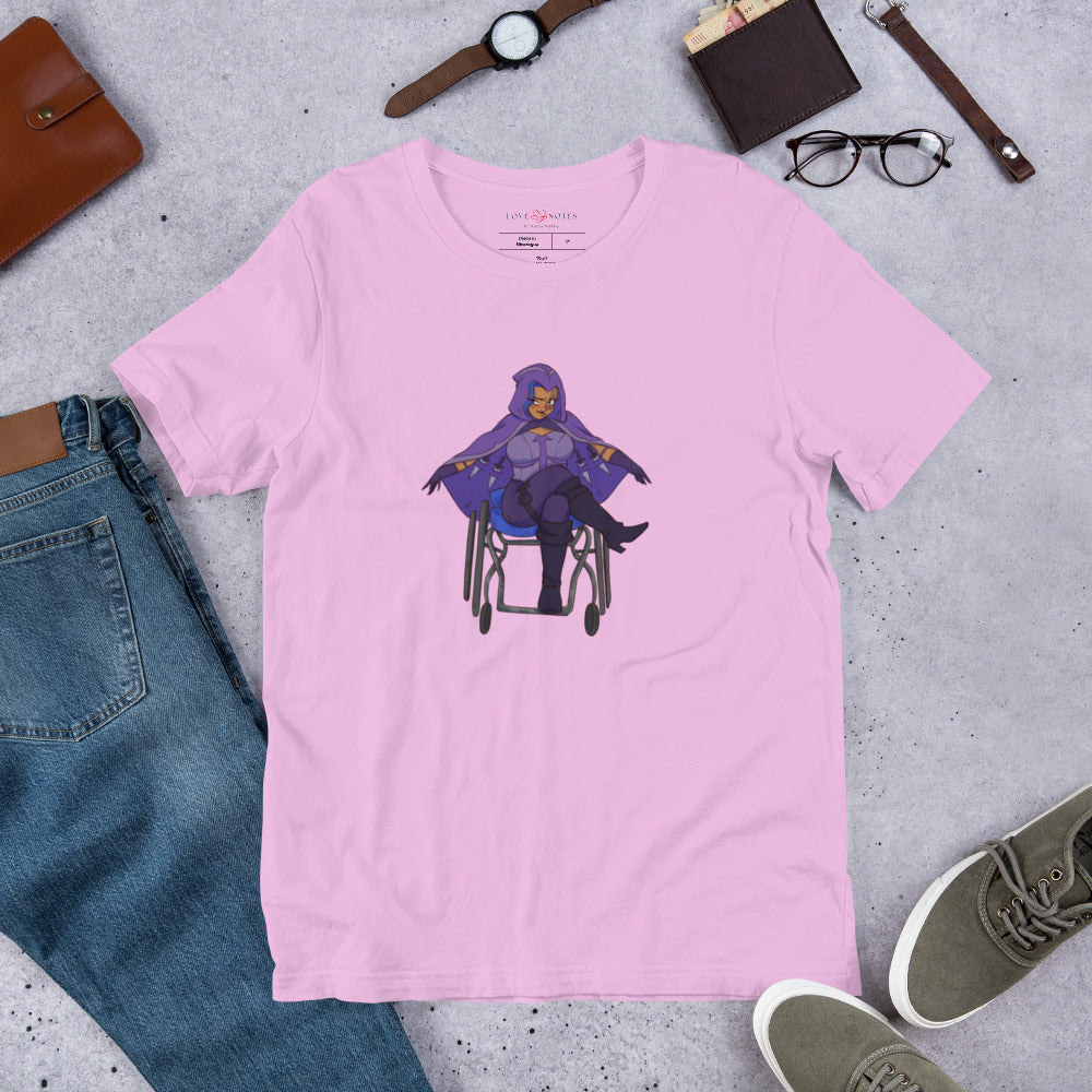 Unisex Tee: Fantasy Character in Wheelchair with Daggers