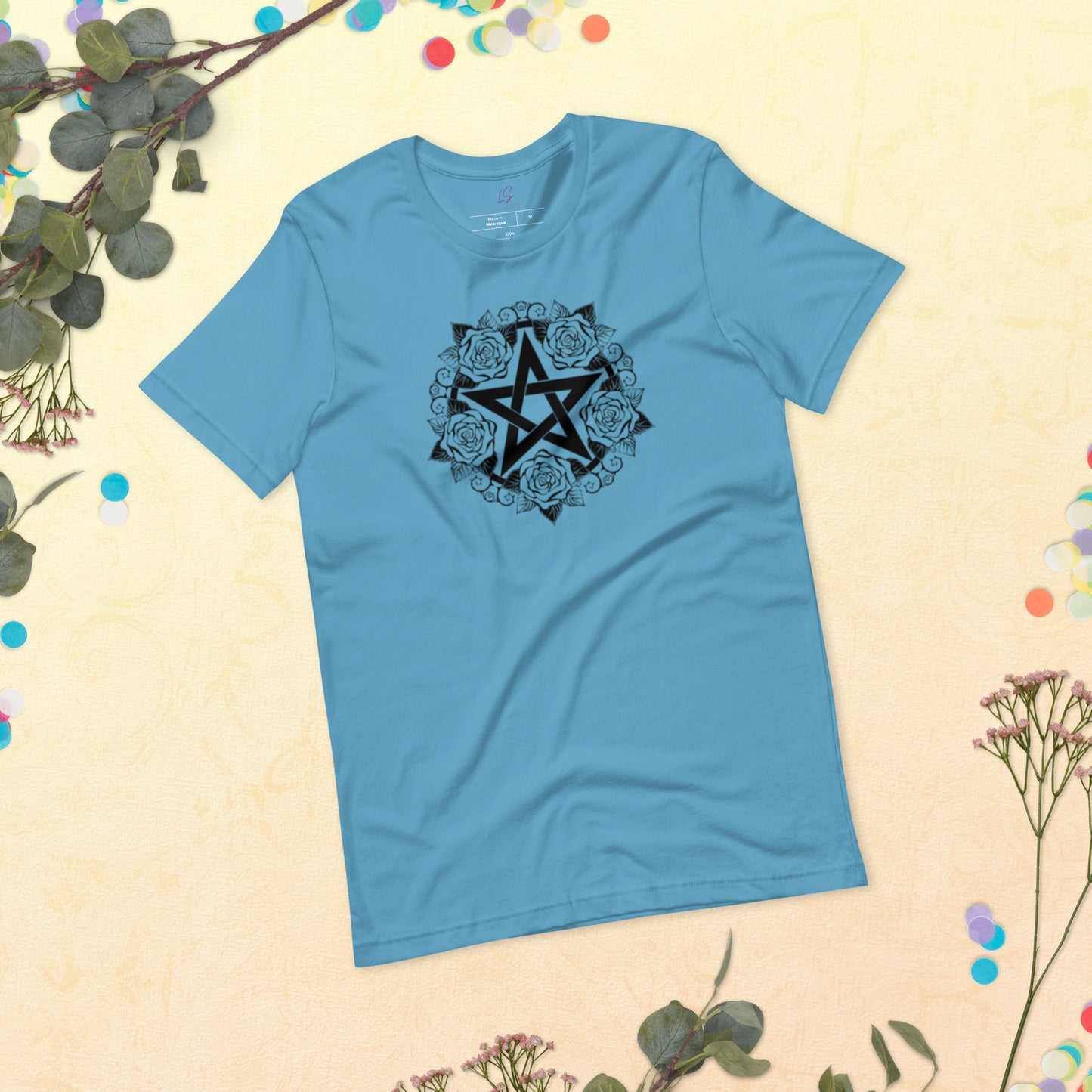 Unisex Tee Bella + Canvas 3001: Pentacle with Roses