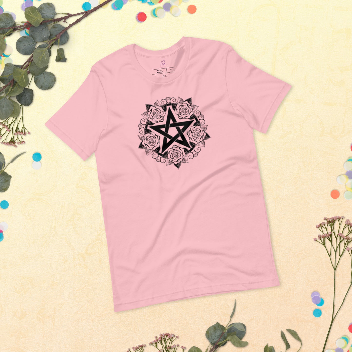 Unisex Tee Bella + Canvas 3001: Pentacle with Roses