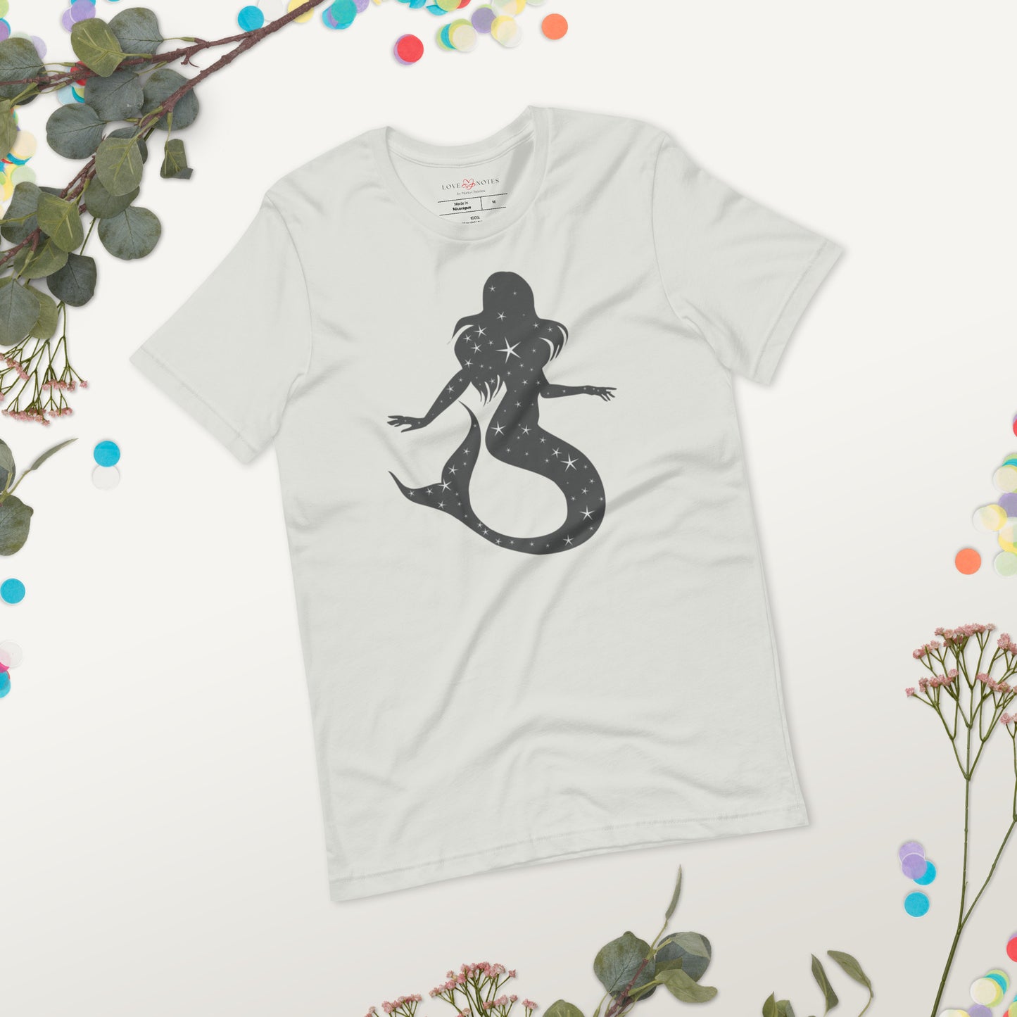 Unisex Tee: Gray Sparkle Mermaid