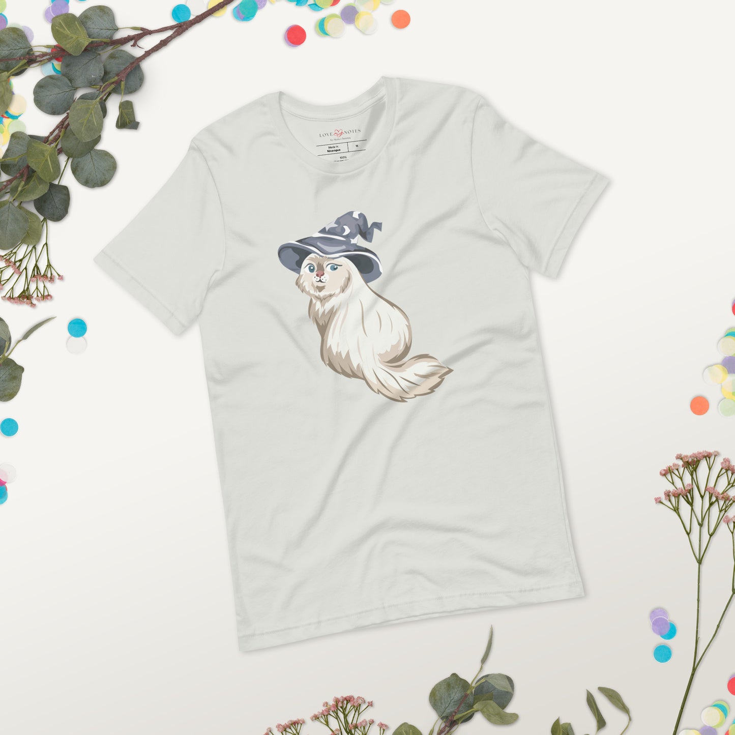 Unisex Tee: Fluffy Witch Cat