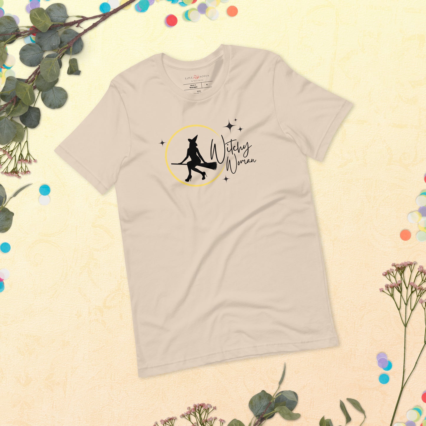 Unisex Tee: Witchy Woman (yellow moon)