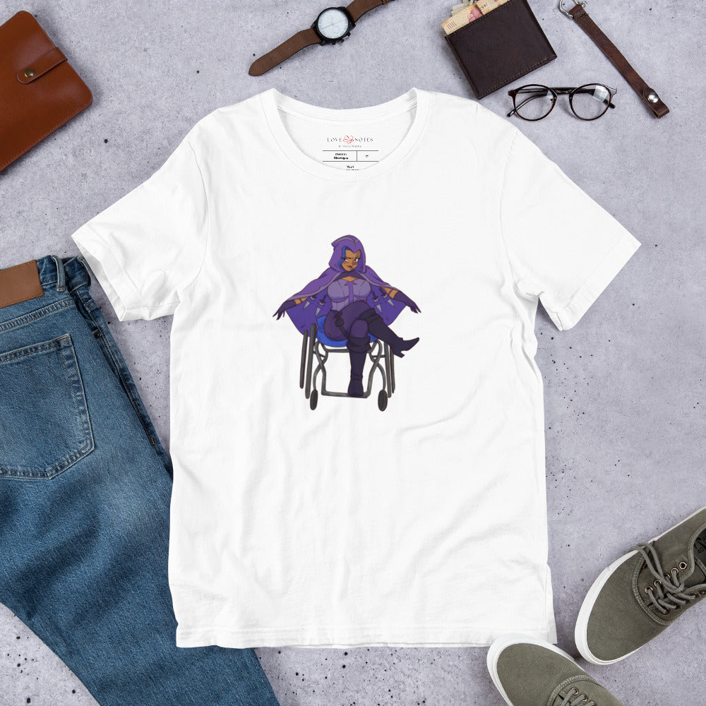 Unisex Tee: Fantasy Character in Wheelchair with Daggers